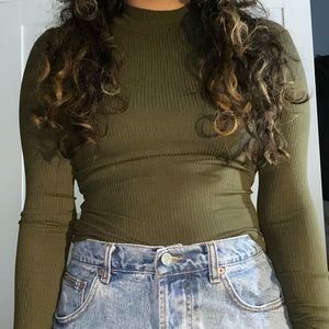 Olive mock neck